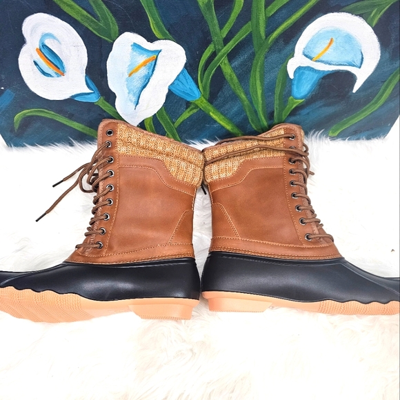 Women's SHO Beautiful Waterproof Duck Boots Rubber Two Tone Mix  Winter Rain... - Picture 3 of 7